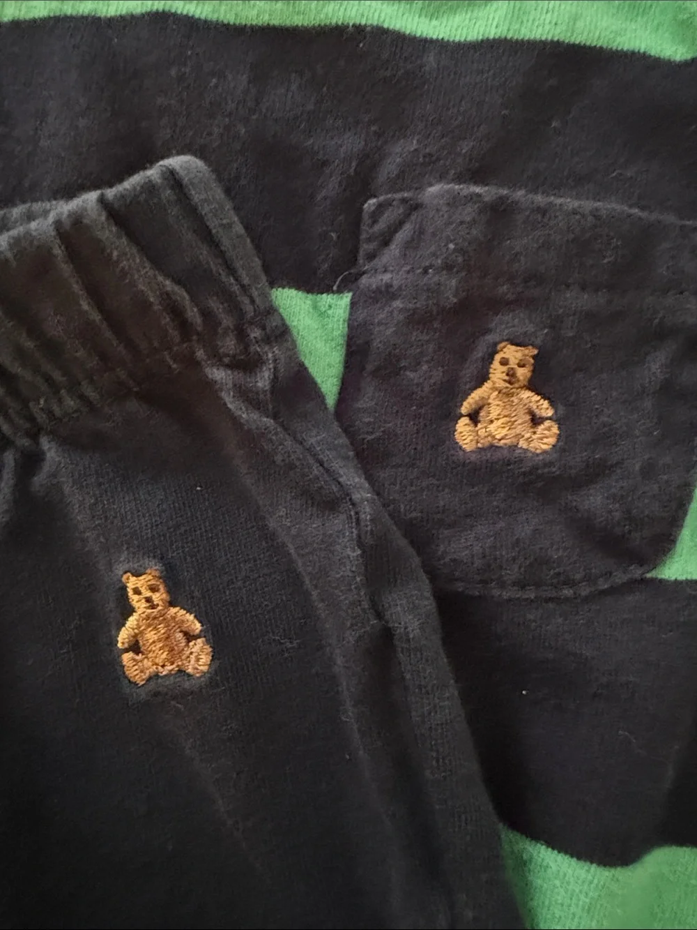 GAP Navy and Green Striped Baby Matching Set baby 3-6 months
